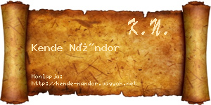 Kende Nándor névjegykártya